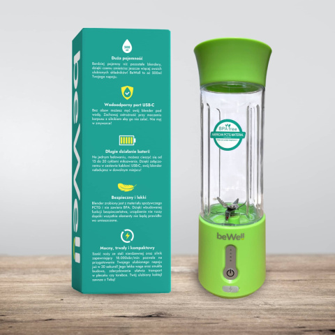 Blender kielichowy bezprzewodowy turystyczny limonkowy Blender kielichowy bezprzewodowy turystyczny limonkowy